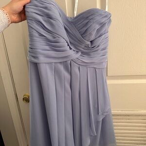 David's Bridal Strapless Lavender Chiffon Pleated Gown